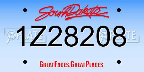 1Z28208 South Dakota License Plate