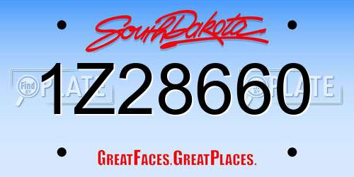 1Z28660 South Dakota License Plate