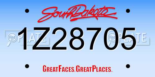 1Z28705 South Dakota License Plate