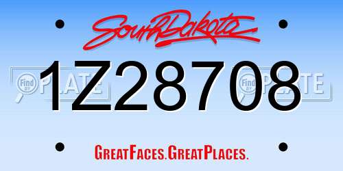 1Z28708 South Dakota License Plate