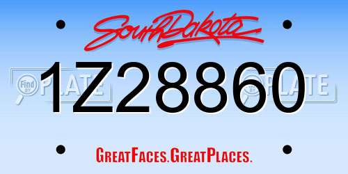 1Z28860 South Dakota License Plate