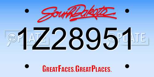 1Z28951 South Dakota License Plate