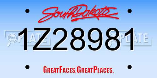 1Z28981 South Dakota License Plate