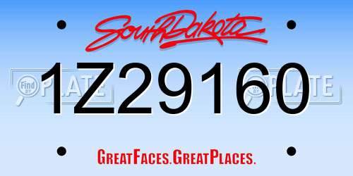 1Z29160 South Dakota License Plate