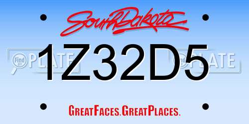 1Z32D5 South Dakota License Plate