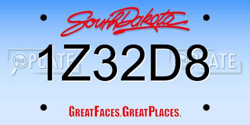 1Z32D8 South Dakota License Plate