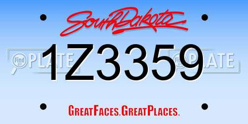 1Z3359 South Dakota License Plate