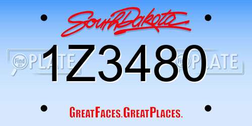 1Z3480 South Dakota License Plate