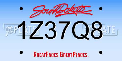 1Z37Q8 South Dakota License Plate