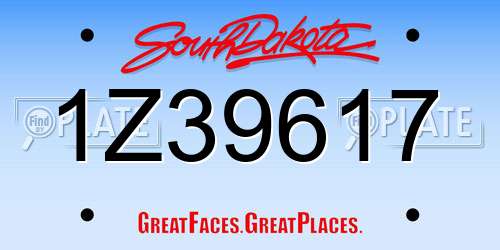 1Z39617 South Dakota License Plate