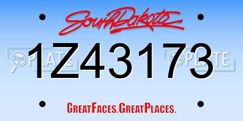 1Z43173 South Dakota License Plate