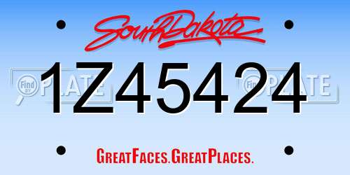 1Z45424 South Dakota License Plate