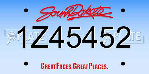 1Z45452 South Dakota License Plate