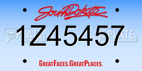 1Z45457 South Dakota License Plate