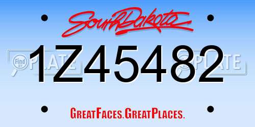 1Z45482 South Dakota License Plate