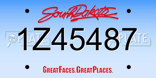 1Z45487 South Dakota License Plate