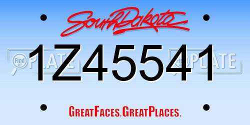 1Z45541 South Dakota License Plate