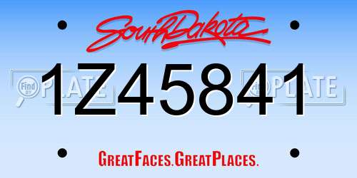 1Z45841 South Dakota License Plate