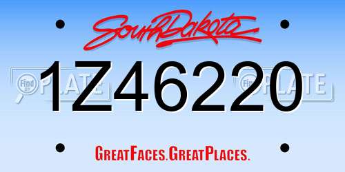 1Z46220 South Dakota License Plate