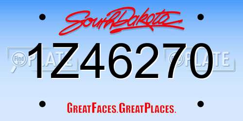 1Z46270 South Dakota License Plate