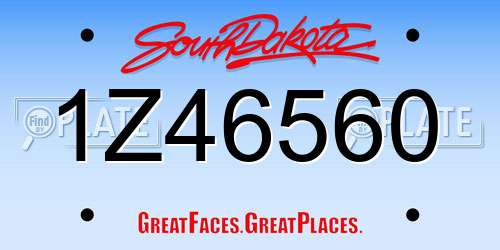 1Z46560 South Dakota License Plate