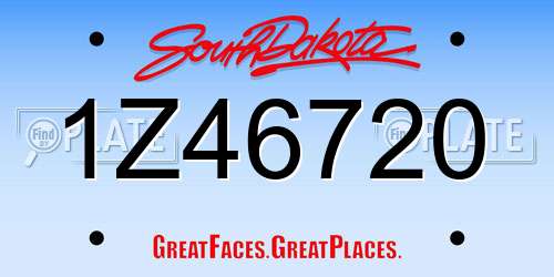 1Z46720 South Dakota License Plate