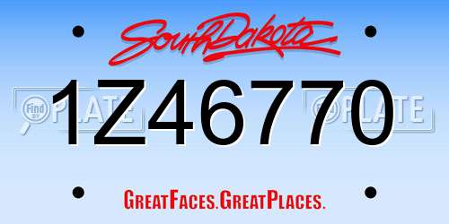 1Z46770 South Dakota License Plate