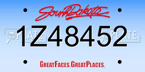 1Z48452 South Dakota License Plate