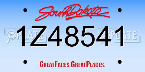 1Z48541 South Dakota License Plate