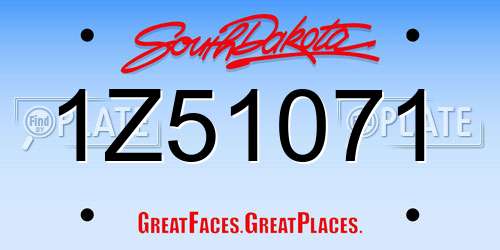 1Z51071 South Dakota License Plate