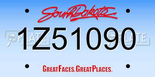 1Z51090 South Dakota License Plate