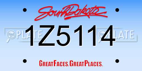 1Z5114 South Dakota License Plate