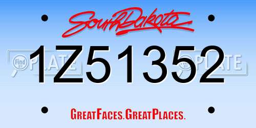 1Z51352 South Dakota License Plate