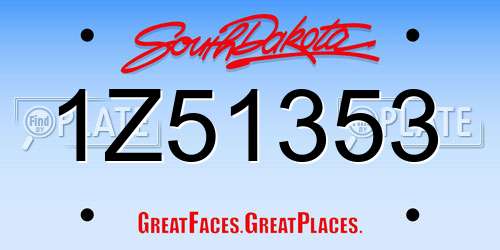 1Z51353 South Dakota License Plate