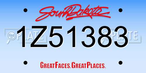 1Z51383 South Dakota License Plate