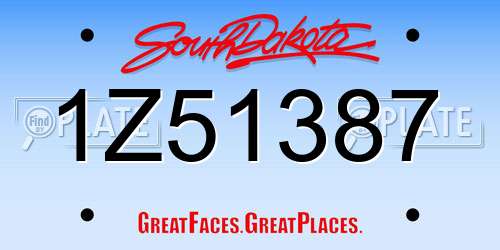 1Z51387 South Dakota License Plate