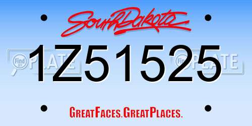 1Z51525 South Dakota License Plate