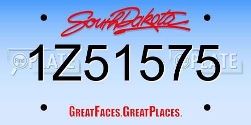 1Z51575 South Dakota License Plate