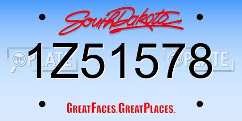 1Z51578 South Dakota License Plate