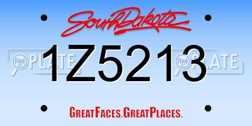 1Z5213 South Dakota License Plate
