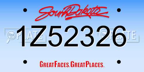 1Z52326 South Dakota License Plate