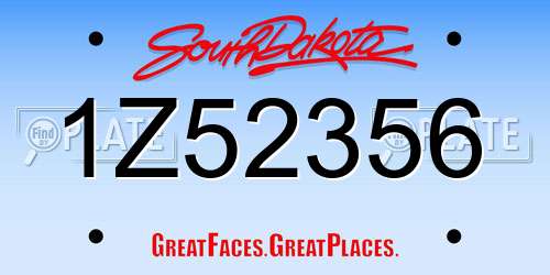 1Z52356 South Dakota License Plate