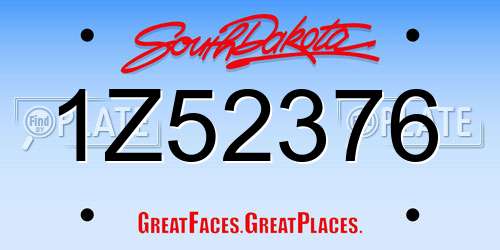 1Z52376 South Dakota License Plate