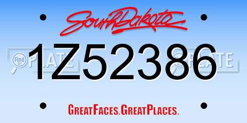 1Z52386 South Dakota License Plate