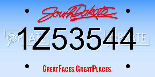 1Z53544 South Dakota License Plate