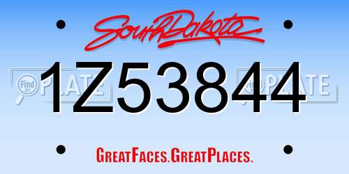 1Z53844 South Dakota License Plate
