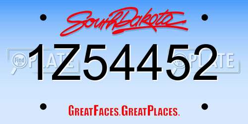 1Z54452 South Dakota License Plate