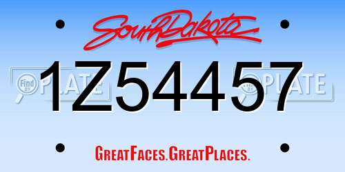 1Z54457 South Dakota License Plate