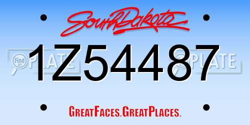 1Z54487 South Dakota License Plate