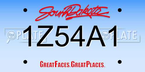 1Z54A1 South Dakota License Plate